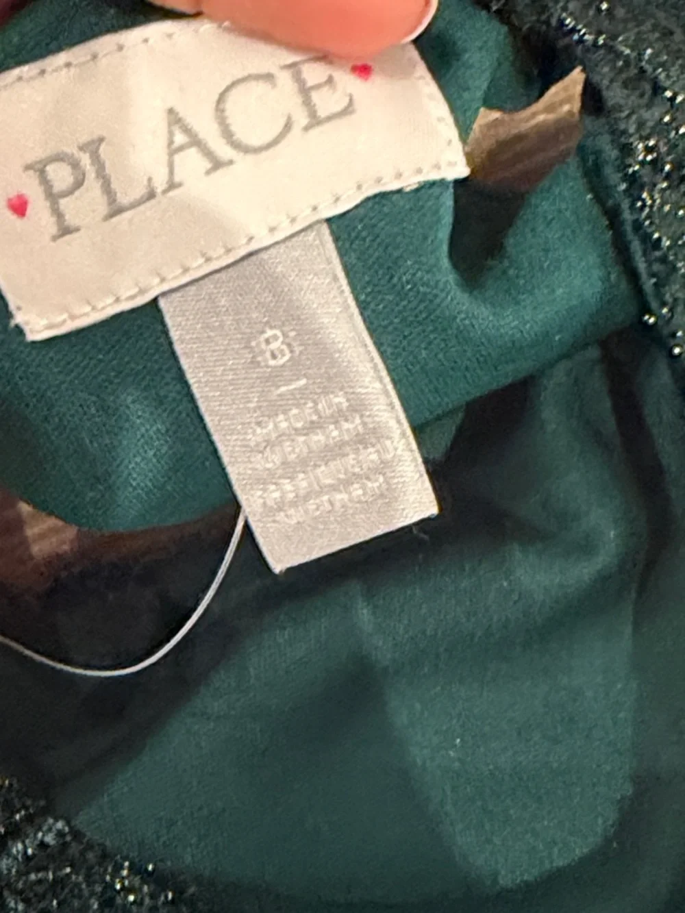 The Children's Place Dark Green Lace Sparkle Party Dress (LR)